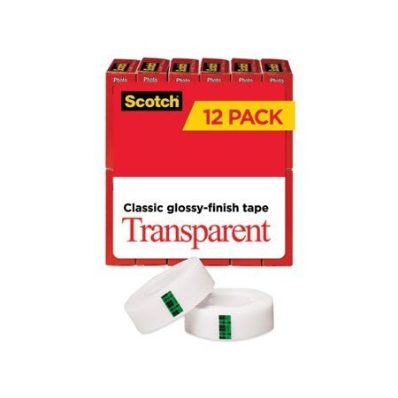 Transparent Tape, Refill, 1in Core, 3/4inx1000in, 12/PK; TAPE,RL,TRANS,3/4X1000,12PK